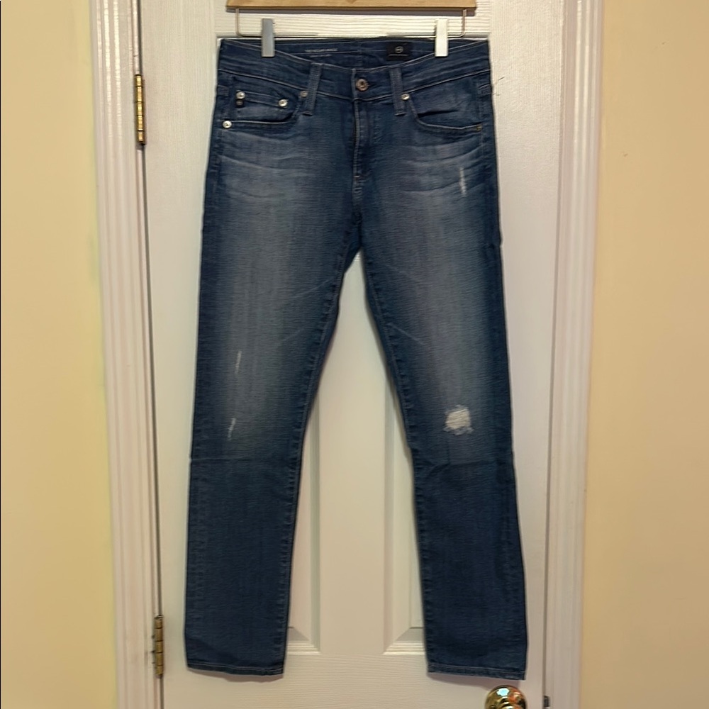 Citizens Of Humanity Blue Ankle Cropped Jeans with Distressed Details